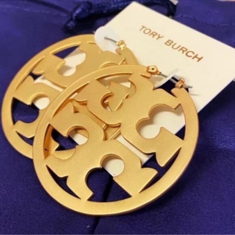 Tory Burch Gold Logo Earrings - Picture 9 of 14